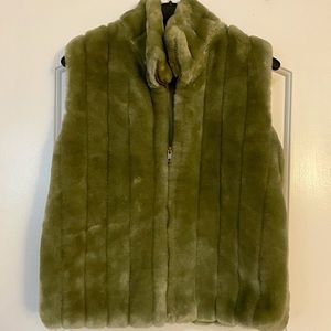 Green Furry faux fur vest